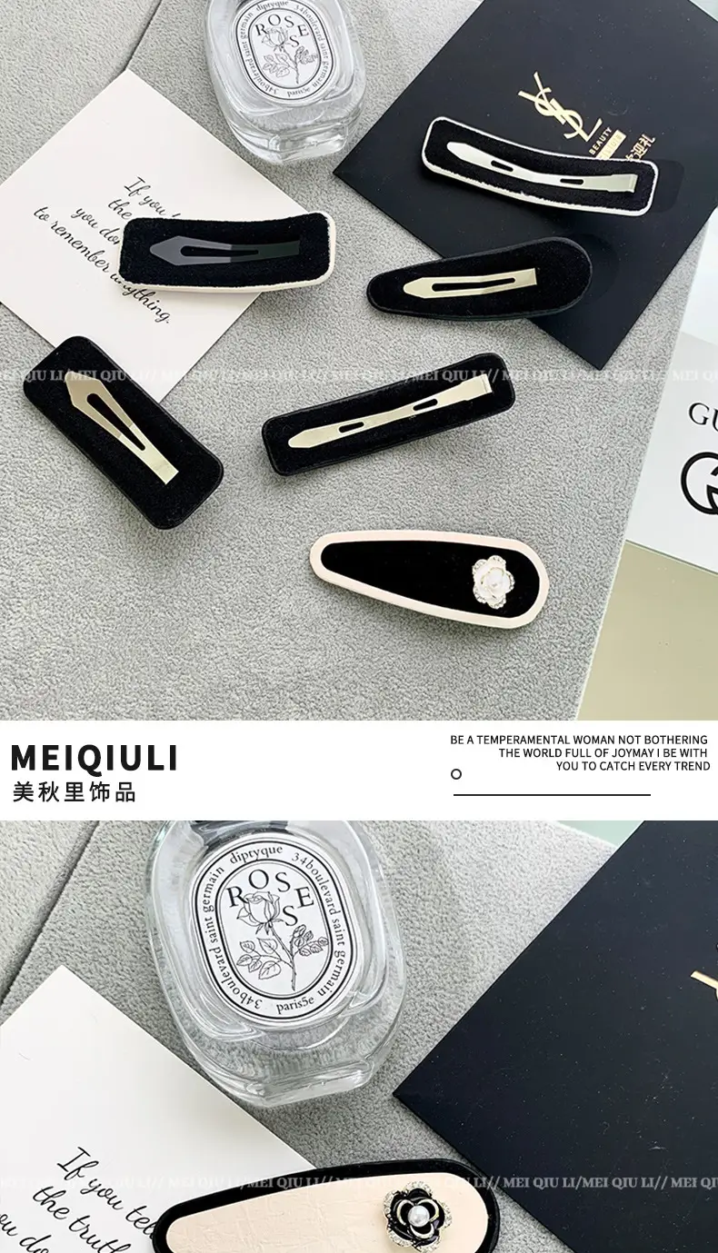 French Classic Black & White Fragrant Camellia Hairpin Clip for Women — feature 13