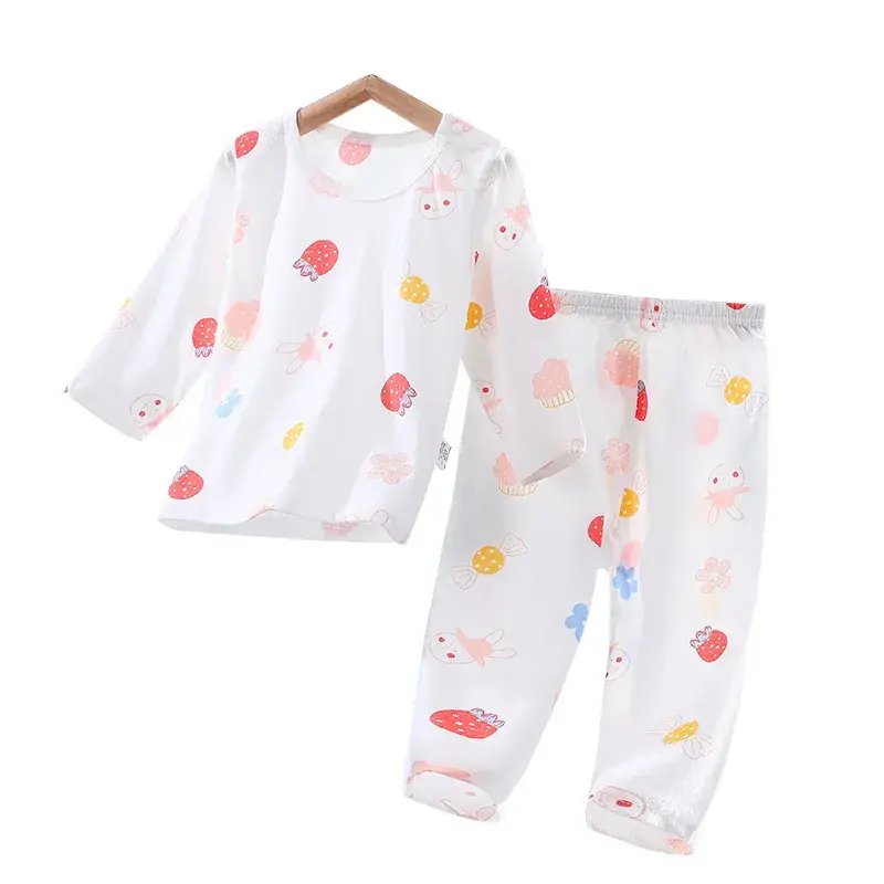 Baby Pajamas White Cotton Summer Set for Girls - Image 13