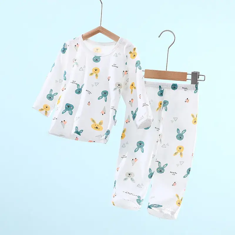 Baby Pajamas White Cotton Summer Set for Girls - Image 2