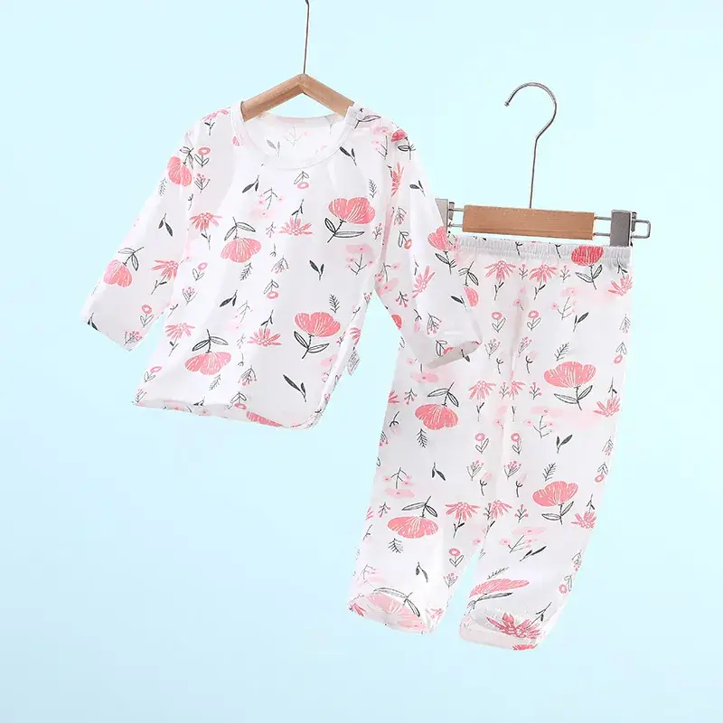 Baby Pajamas White Cotton Summer Set for Girls - Image 3