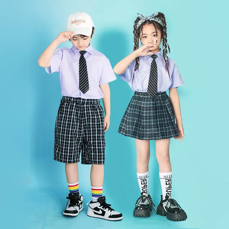 Children's Checkered Shorts Cheerleader Outfit - Image 5