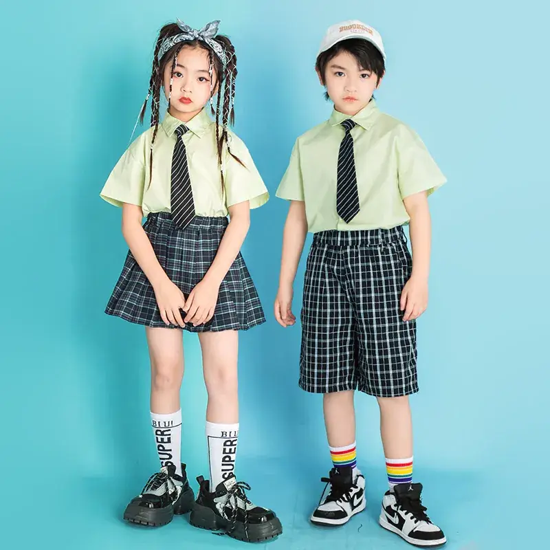 Children's Checkered Shorts Cheerleader Outfit - Image 6