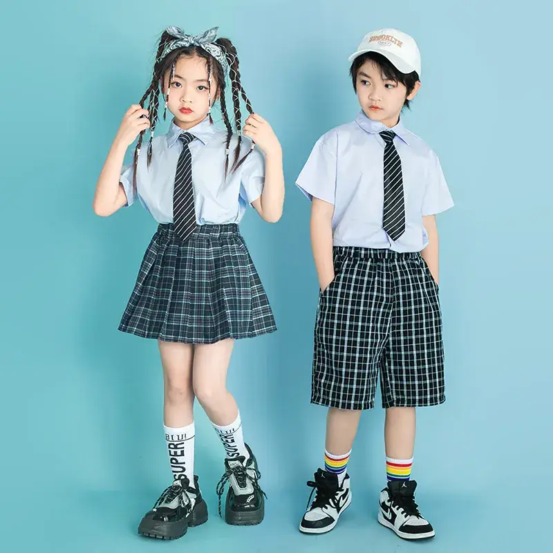 Children's Checkered Shorts Cheerleader Outfit - Image 7