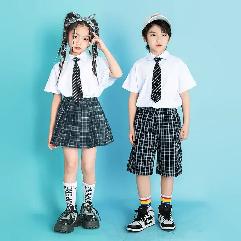 Children's Checkered Shorts Cheerleader Outfit - Image 8