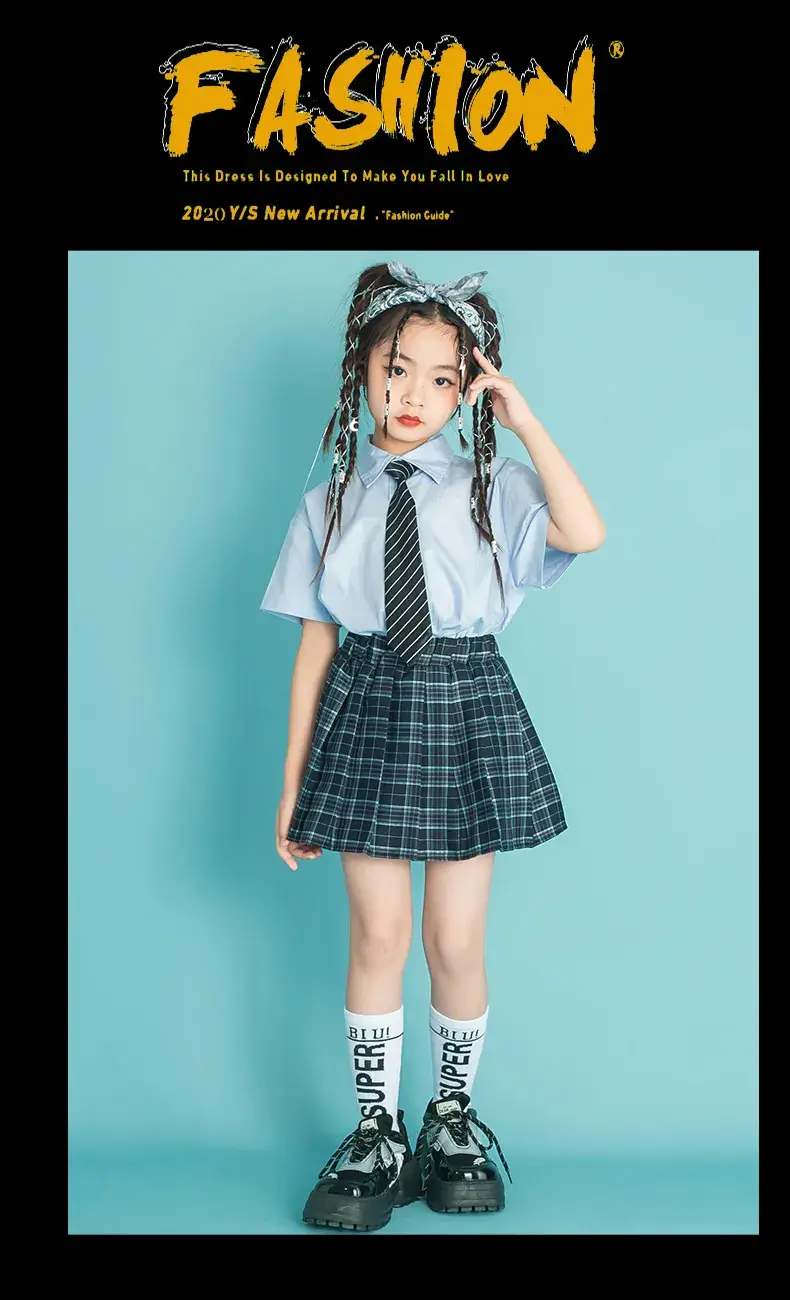 Children's Checkered Shorts Cheerleader Outfit — feature 1