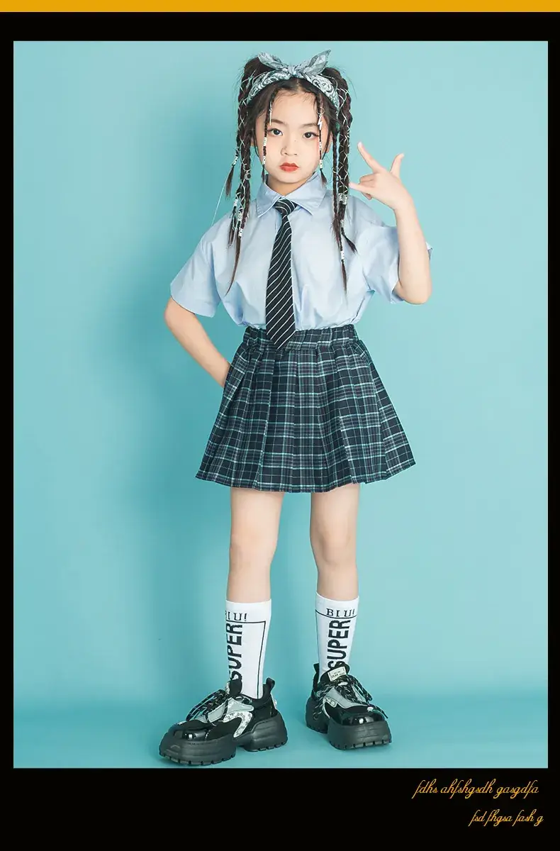 Children's Checkered Shorts Cheerleader Outfit — feature 10