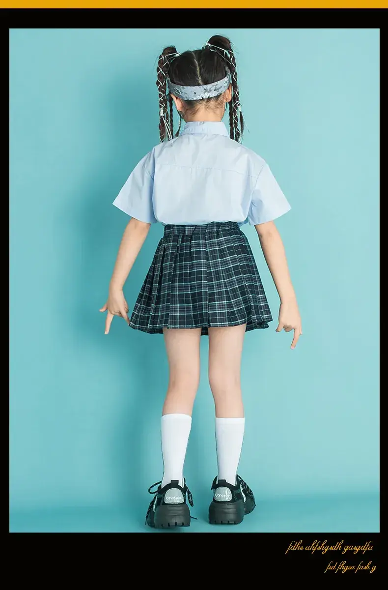 Children's Checkered Shorts Cheerleader Outfit — feature 11