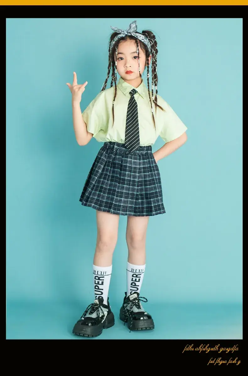 Children's Checkered Shorts Cheerleader Outfit — feature 13