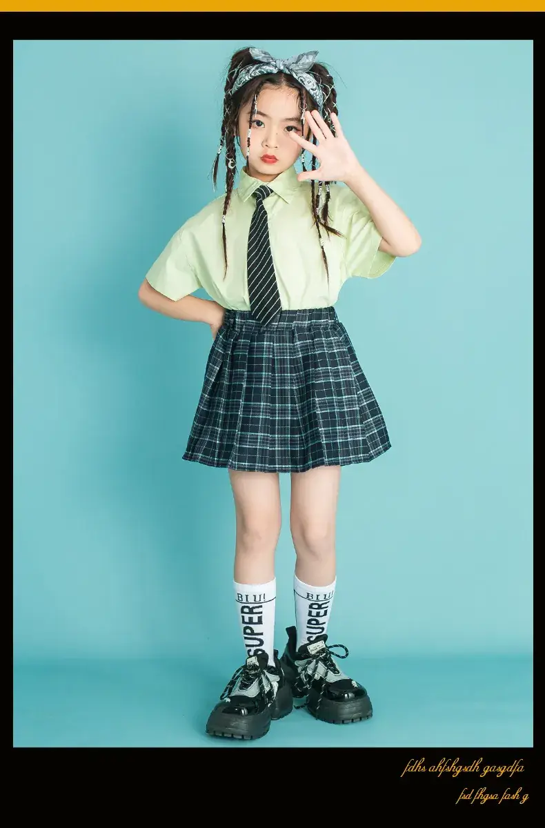 Children's Checkered Shorts Cheerleader Outfit — feature 15