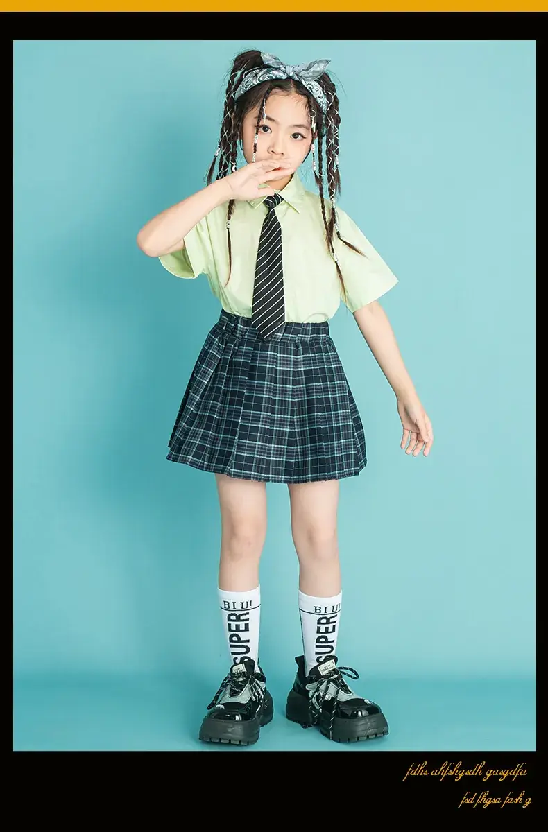 Children's Checkered Shorts Cheerleader Outfit — feature 16