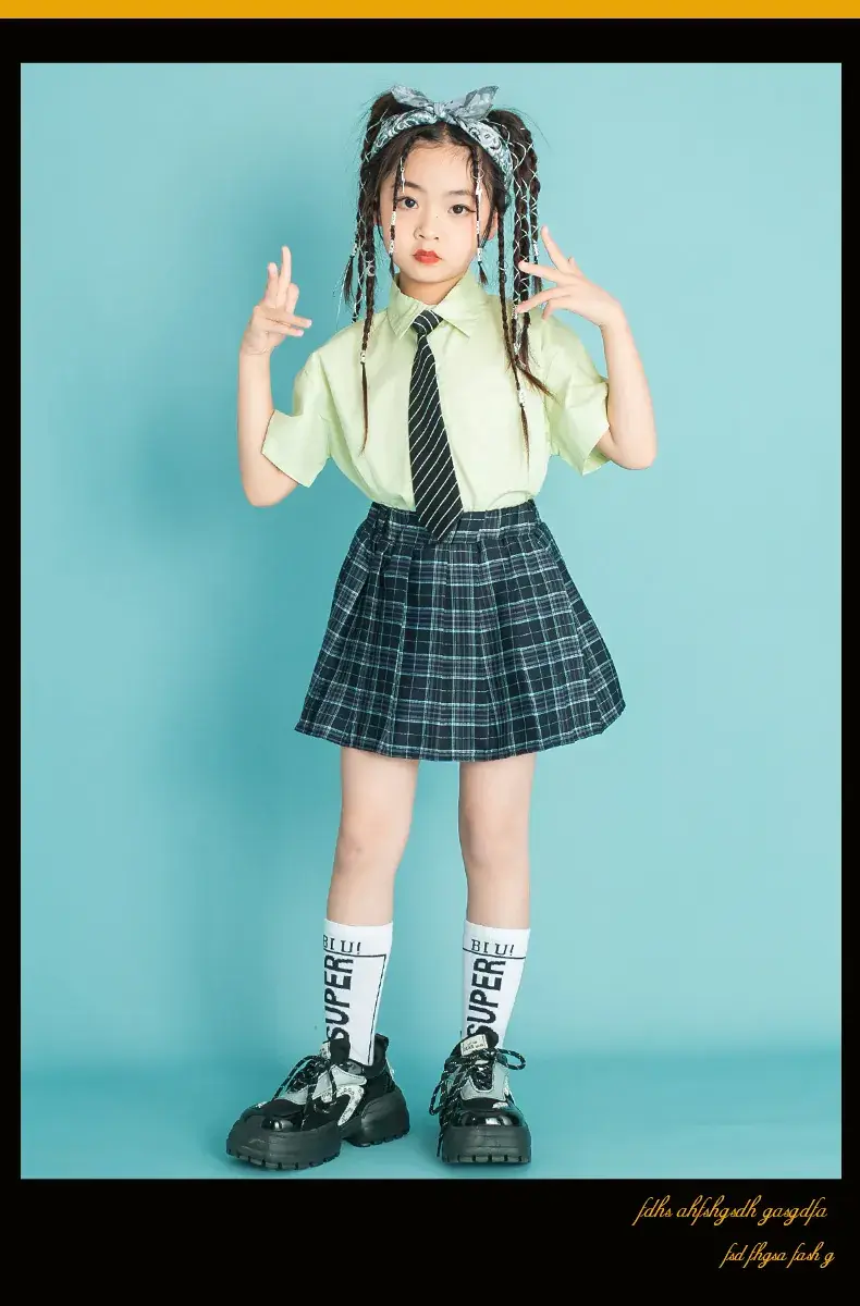 Children's Checkered Shorts Cheerleader Outfit — feature 17