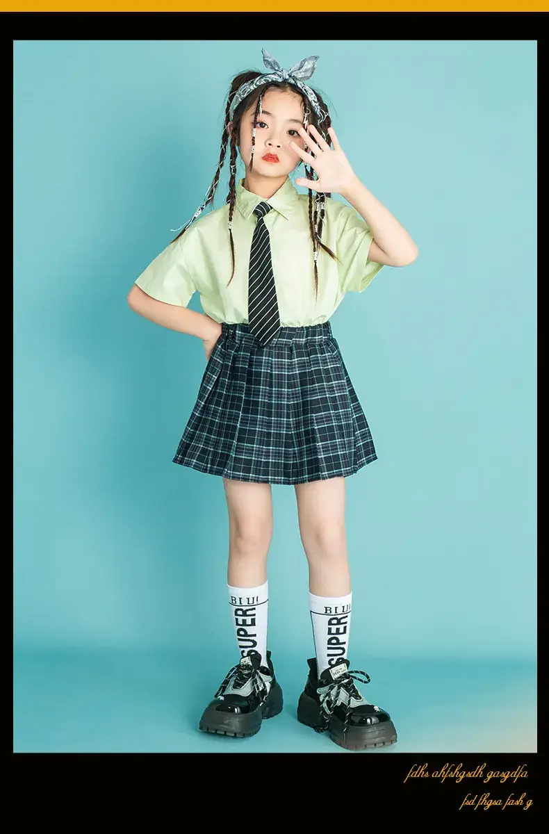 Children's Checkered Shorts Cheerleader Outfit — feature 19