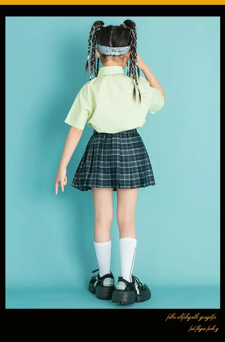 Children's Checkered Shorts Cheerleader Outfit — feature 20