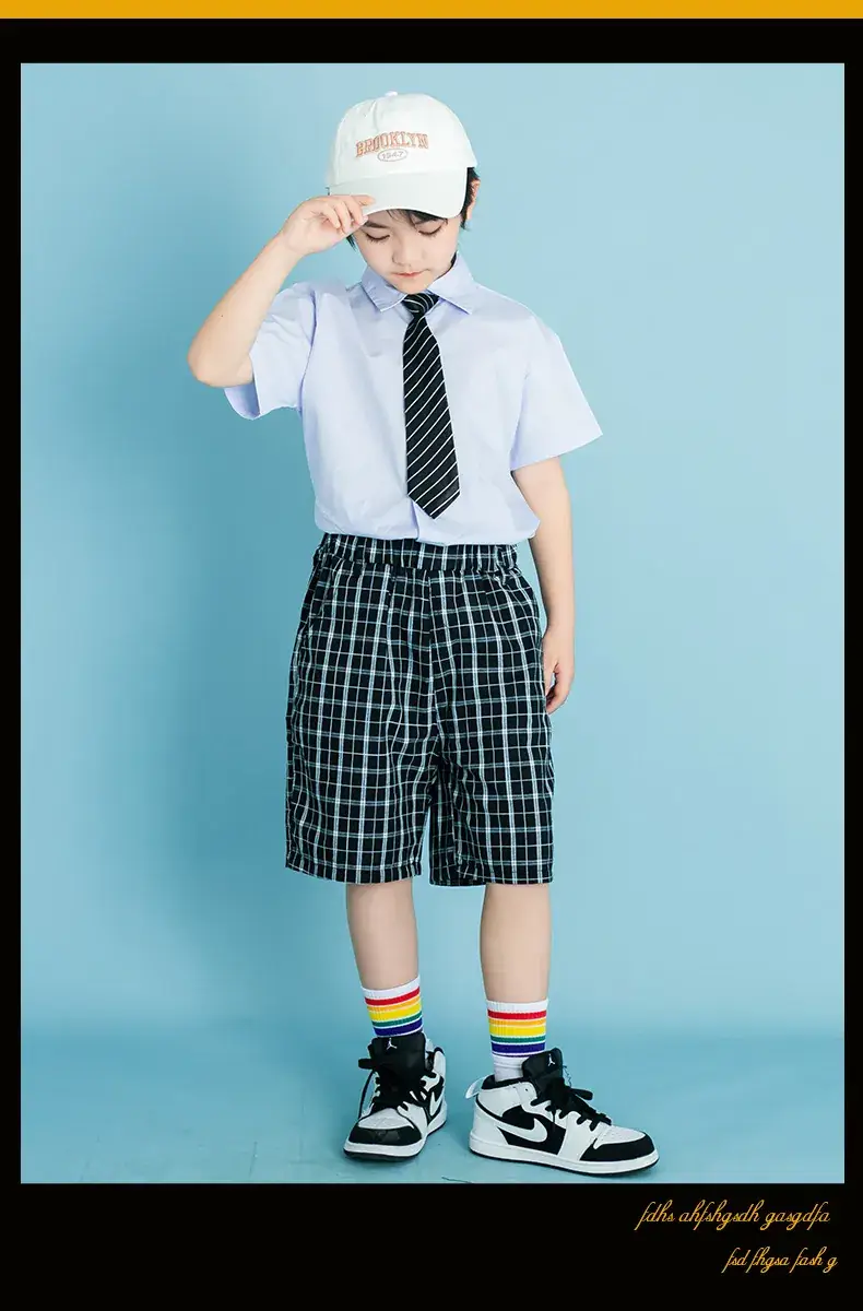 Children's Checkered Shorts Cheerleader Outfit — feature 23
