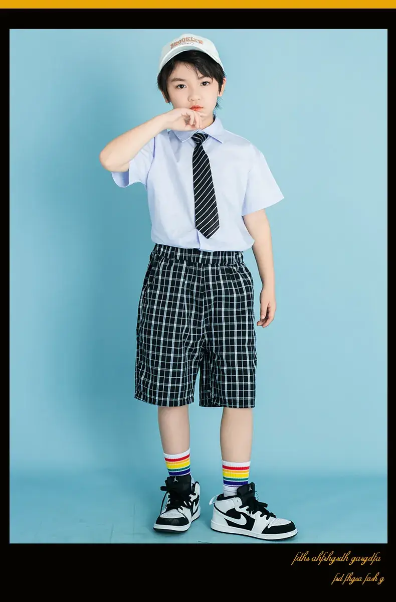 Children's Checkered Shorts Cheerleader Outfit — feature 24