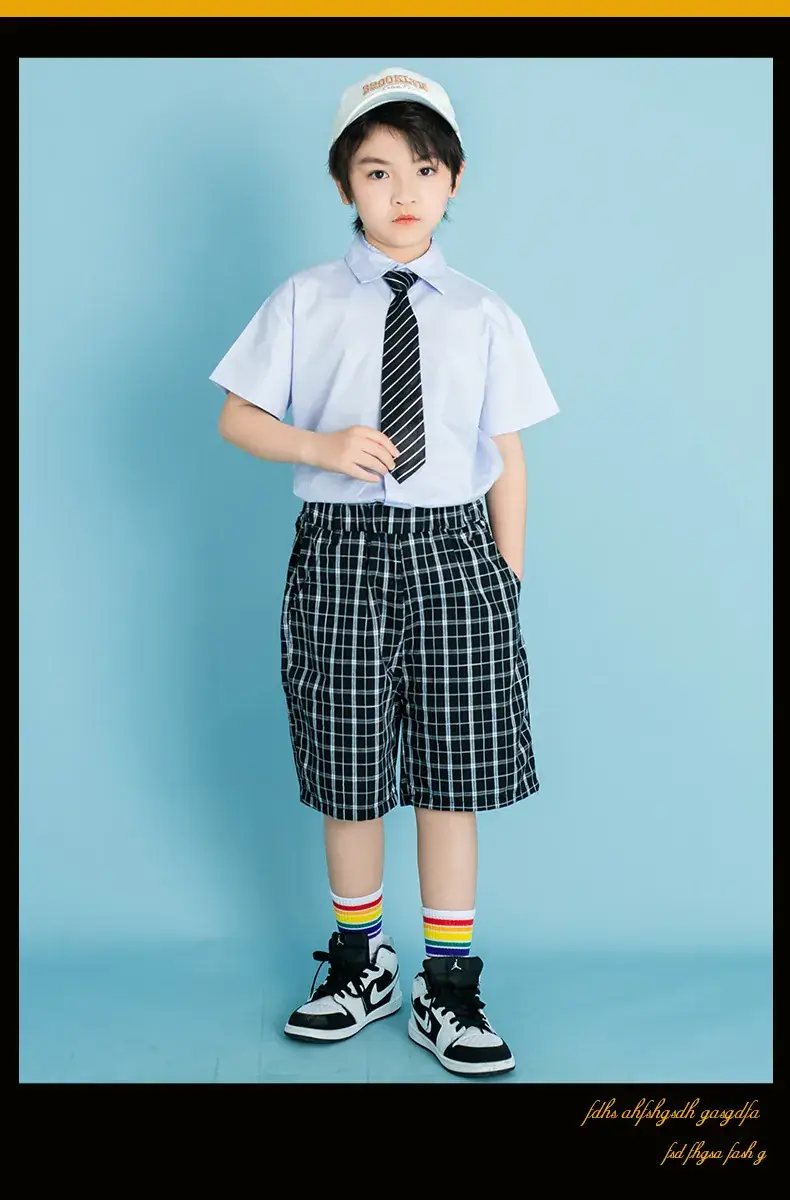 Children's Checkered Shorts Cheerleader Outfit — feature 28