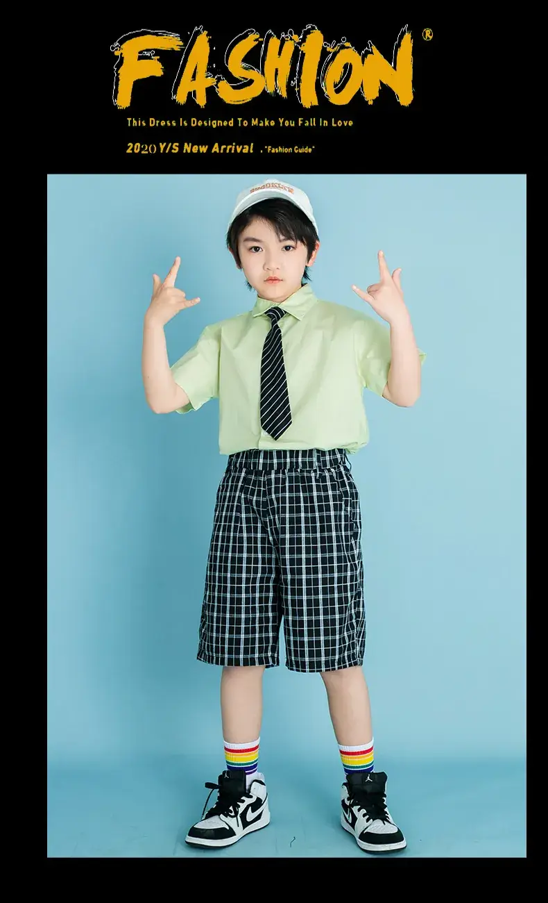 Children's Checkered Shorts Cheerleader Outfit — feature 30