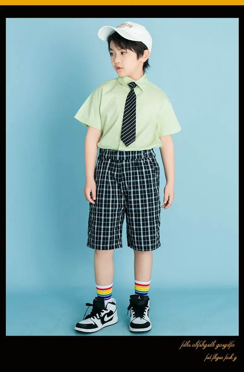 Children's Checkered Shorts Cheerleader Outfit — feature 31