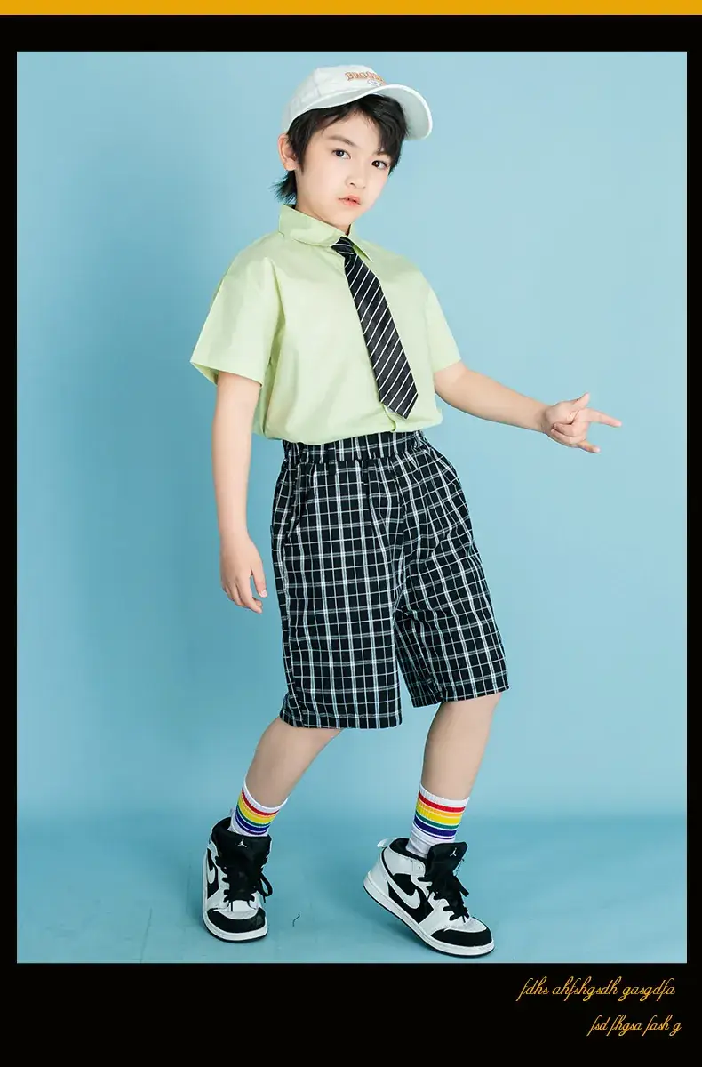 Children's Checkered Shorts Cheerleader Outfit — feature 32