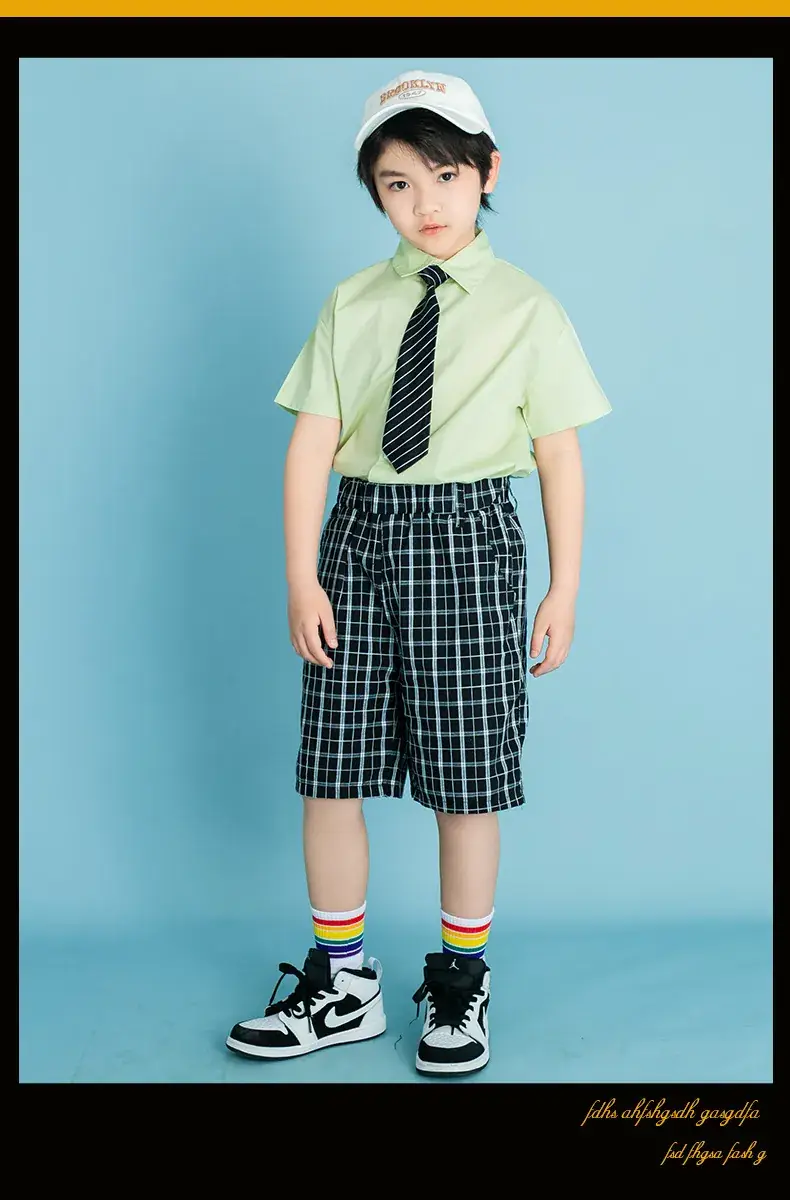 Children's Checkered Shorts Cheerleader Outfit — feature 33