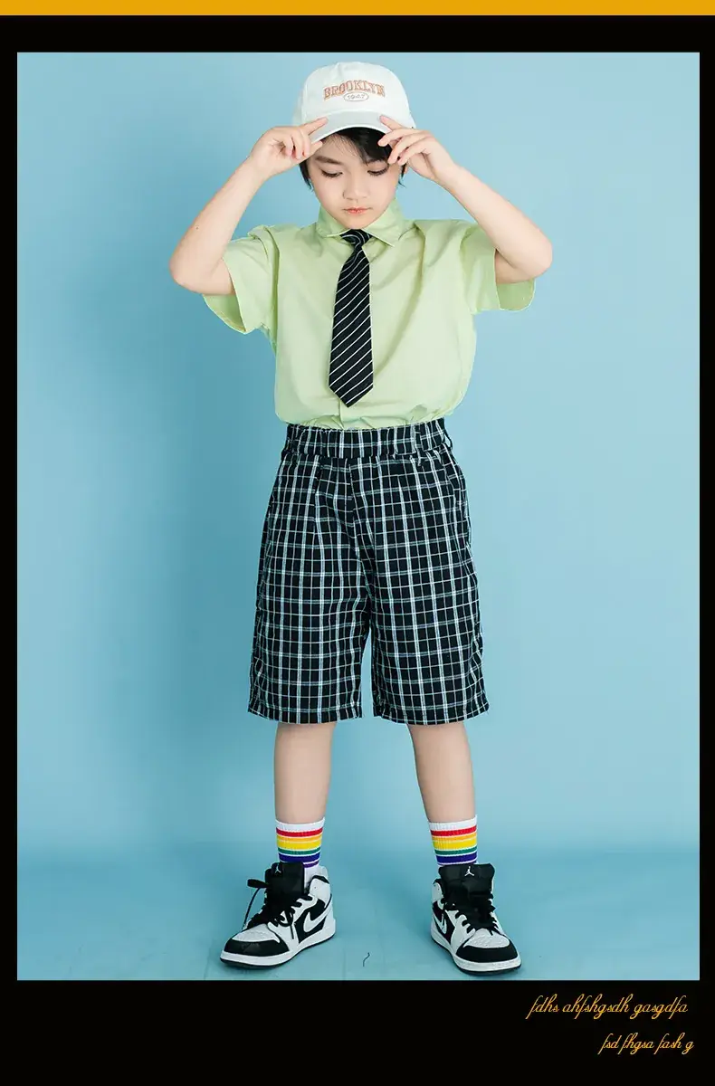 Children's Checkered Shorts Cheerleader Outfit — feature 34