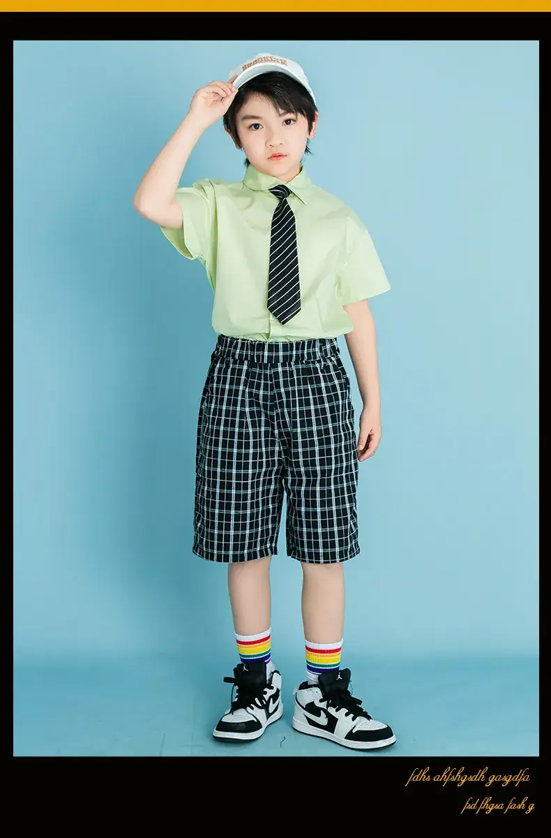 Children's Checkered Shorts Cheerleader Outfit — feature 35