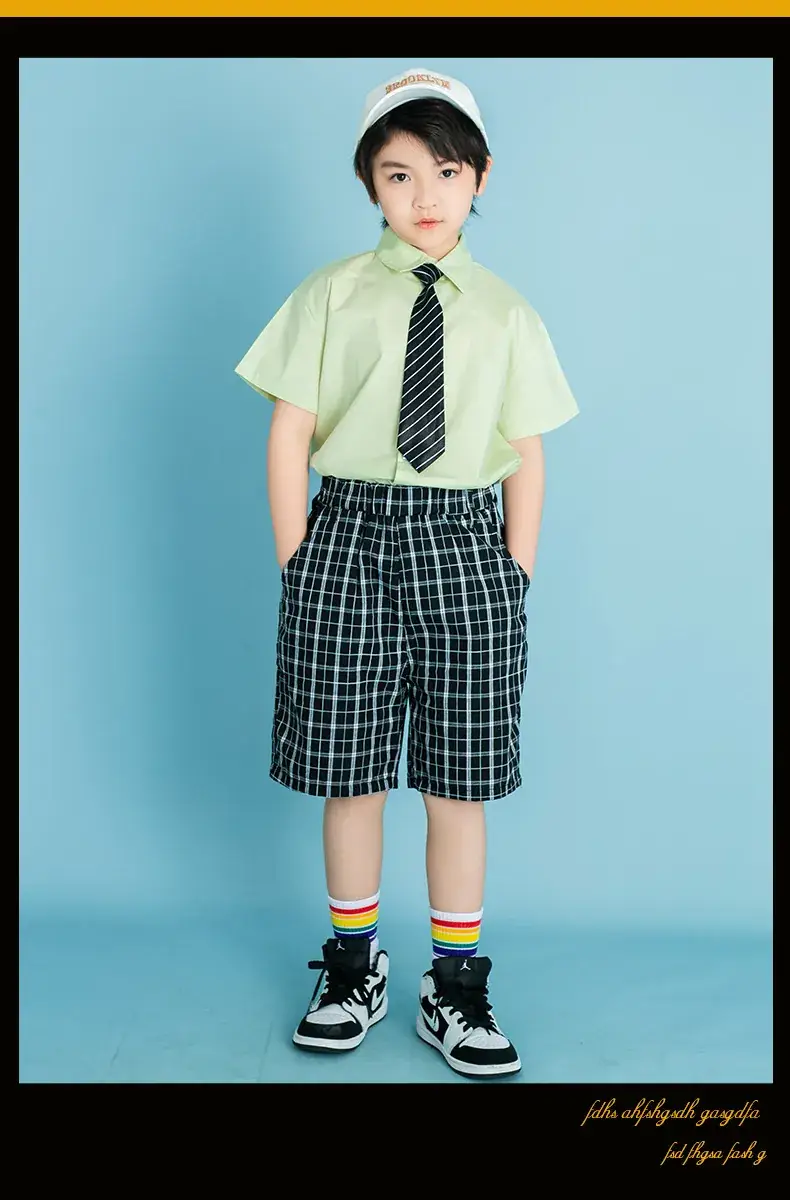 Children's Checkered Shorts Cheerleader Outfit — feature 36
