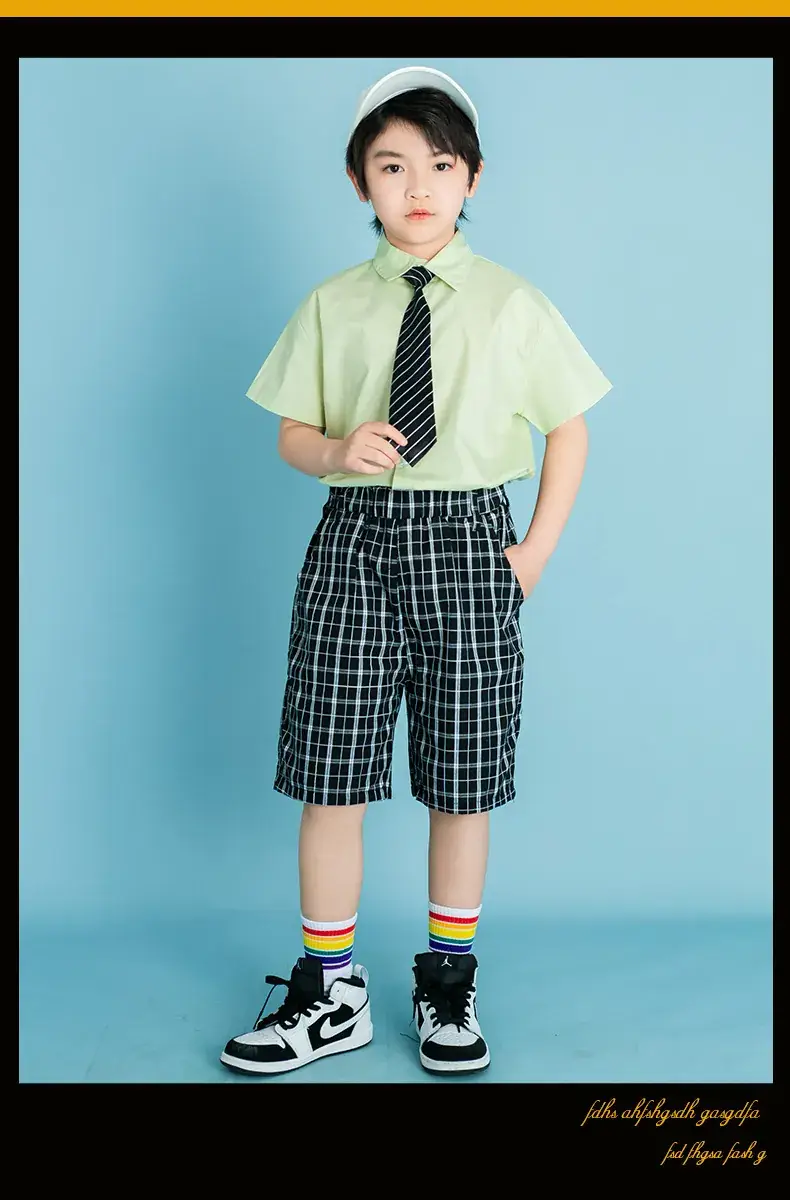 Children's Checkered Shorts Cheerleader Outfit — feature 37