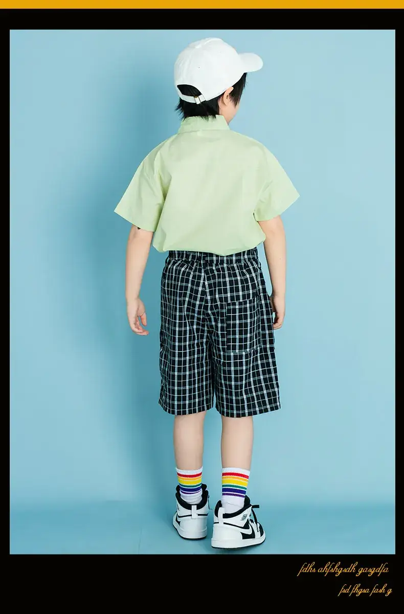 Children's Checkered Shorts Cheerleader Outfit — feature 38