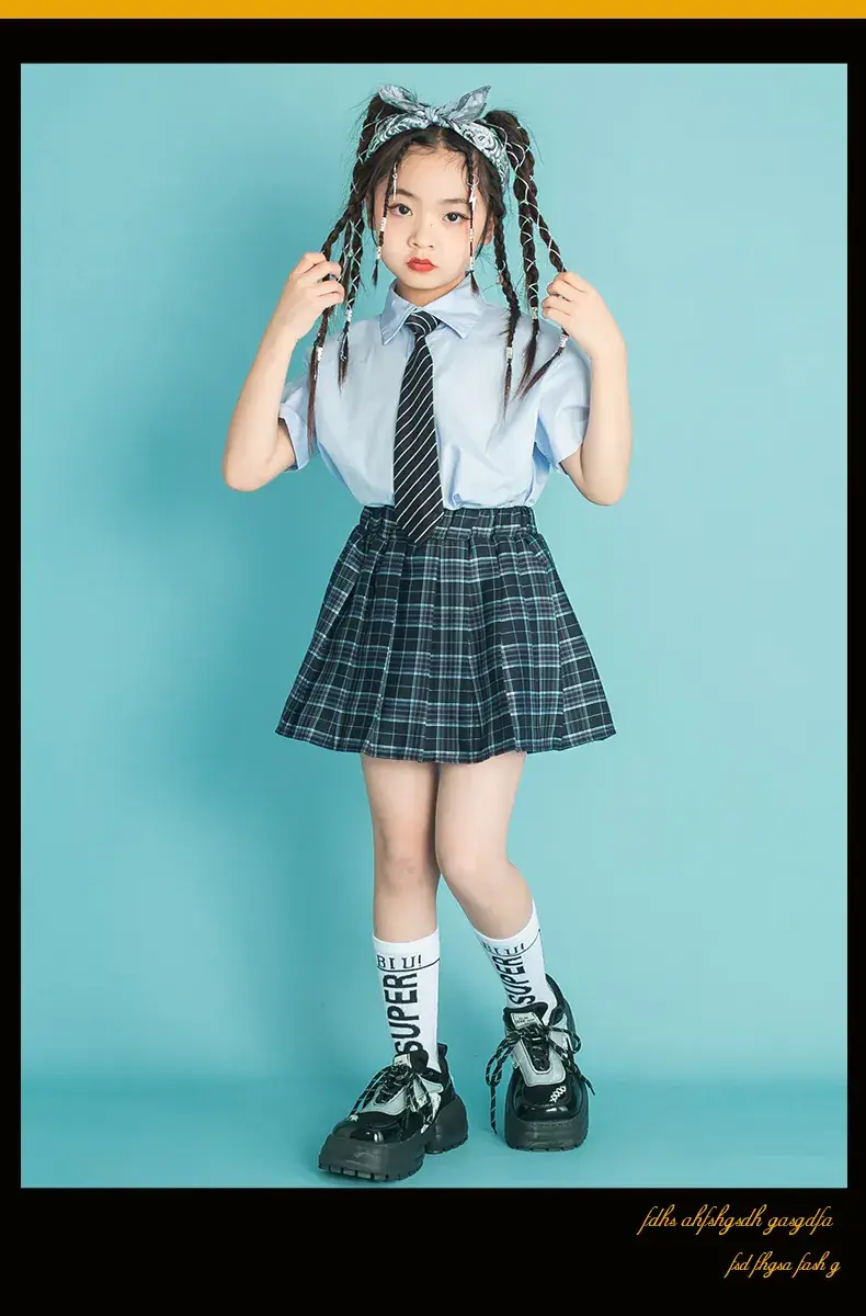 Children's Checkered Shorts Cheerleader Outfit — feature 6