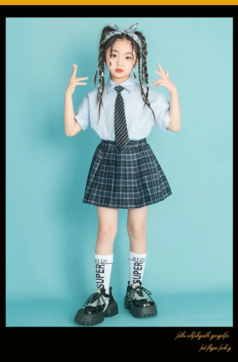 Children's Checkered Shorts Cheerleader Outfit — feature 7