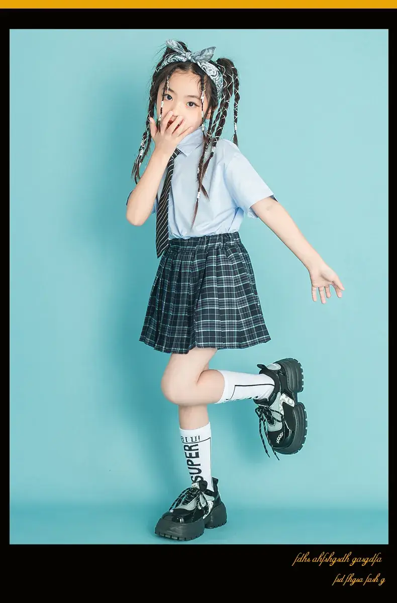 Children's Checkered Shorts Cheerleader Outfit — feature 8