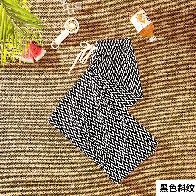 Women's Black White Checkered Wide Leg Pants Spring Summer - Image 3