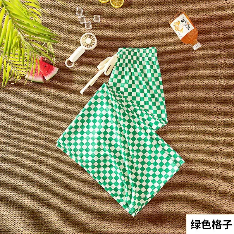 Women's Black White Checkered Wide Leg Pants Spring Summer - Image 6