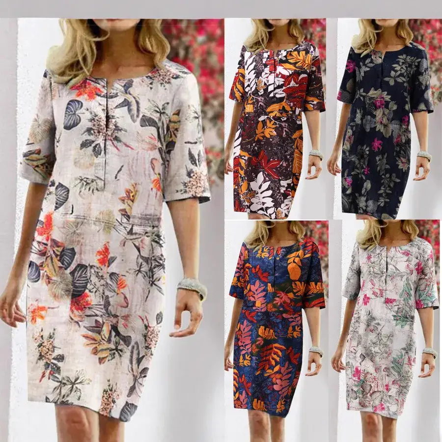 2025 Floral Print V Neck Dress for Women - Image 6