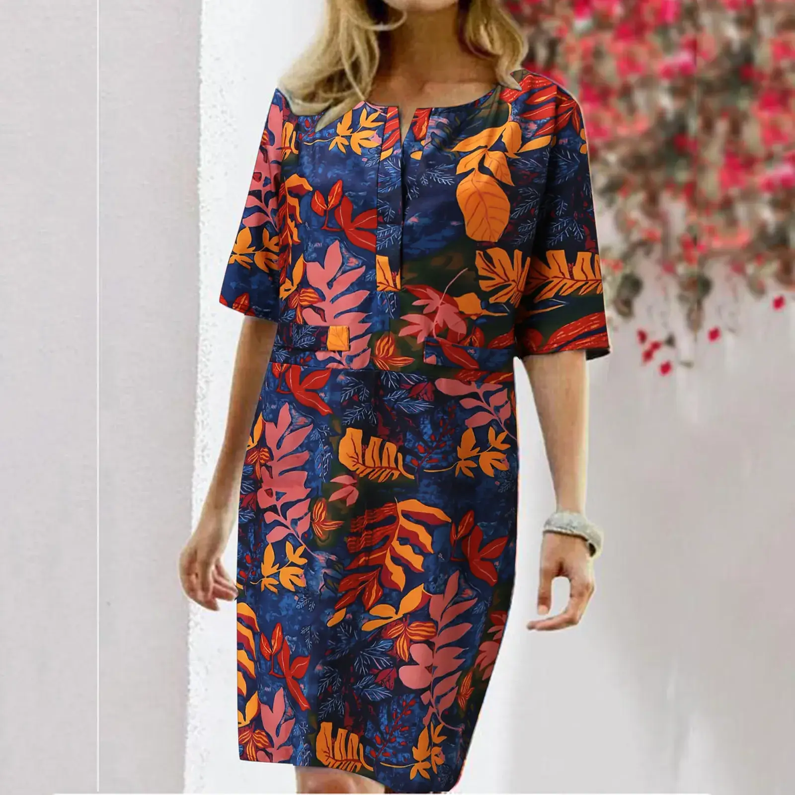 2025 Floral Print V Neck Dress for Women - Image 4