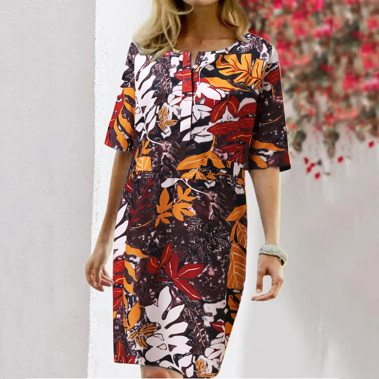 2025 Floral Print V Neck Dress for Women - Image 5