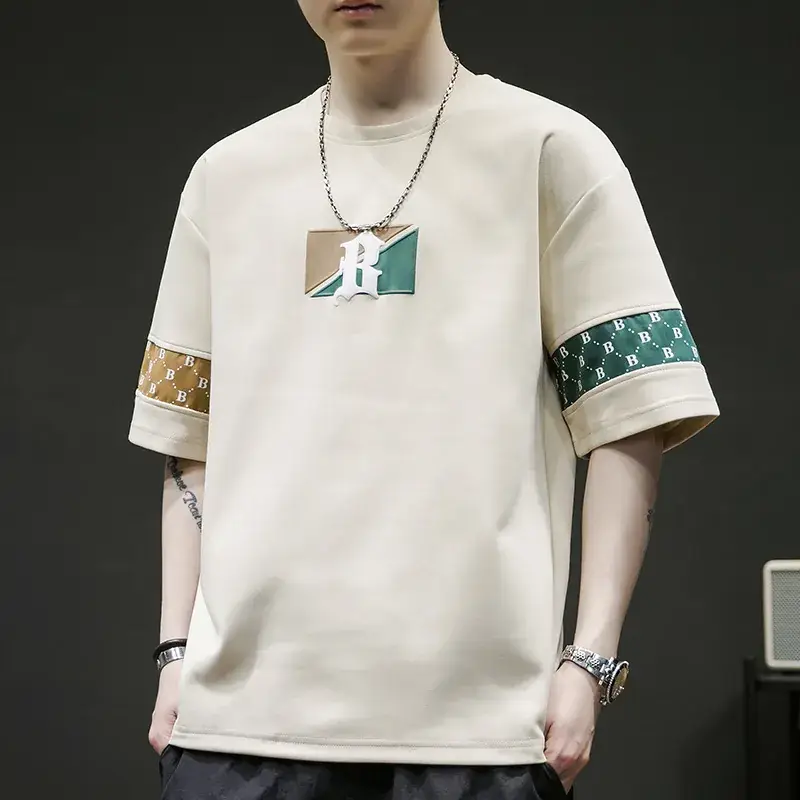 Men Grey T-Shirt with Graphic Print & Half Sleeves - Image 3