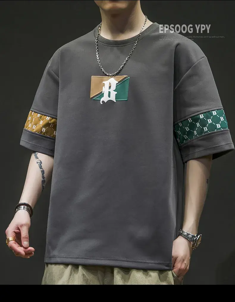 Men Grey T-Shirt with Graphic Print & Half Sleeves — feature 19