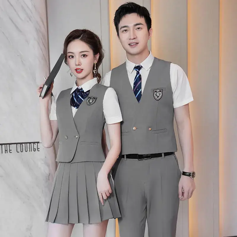 Women's Black School Vest Suit with Pleated Skirt - Image 8