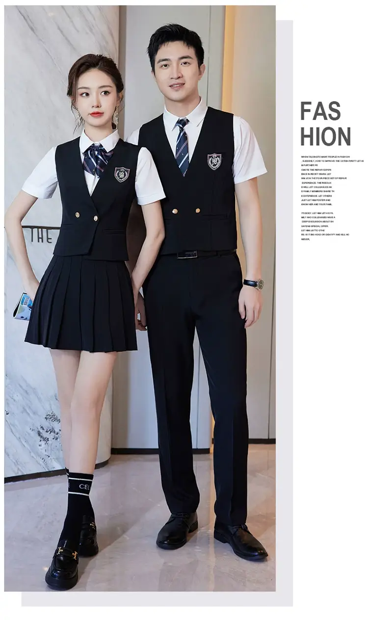 Women's Black School Vest Suit with Pleated Skirt — feature 14