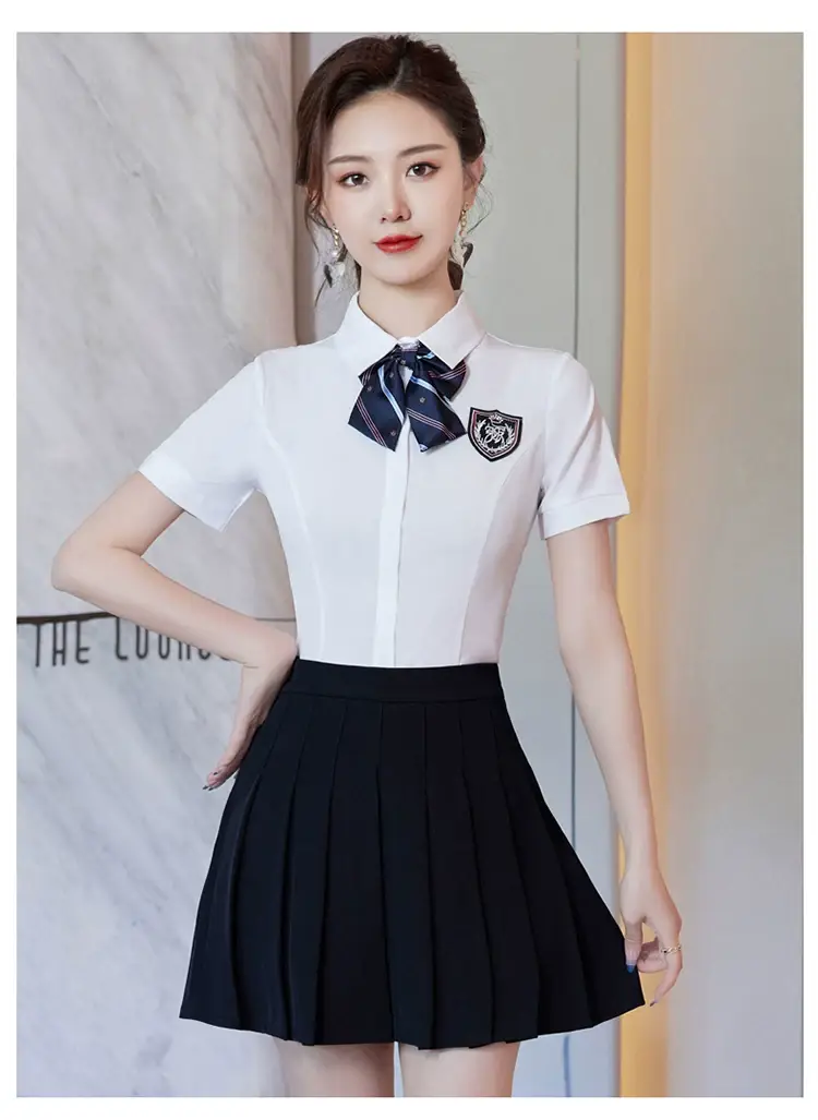 Women's Black School Vest Suit with Pleated Skirt — feature 15