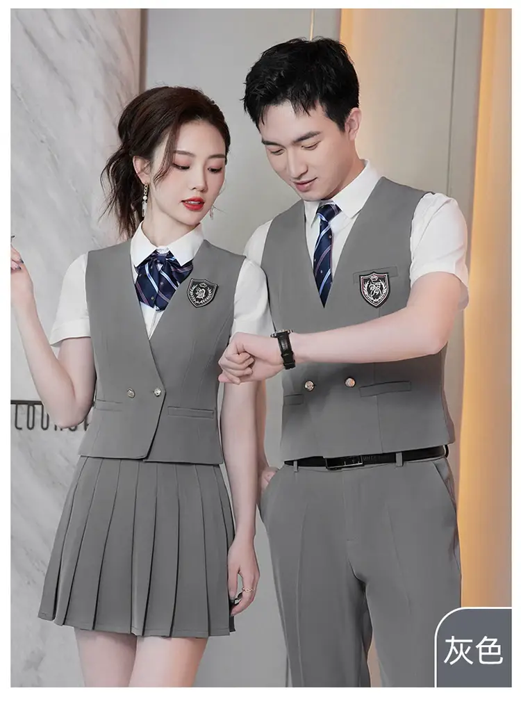 Women's Black School Vest Suit with Pleated Skirt — feature 18