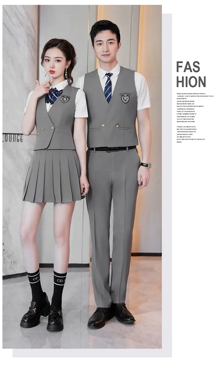 Women's Black School Vest Suit with Pleated Skirt — feature 19