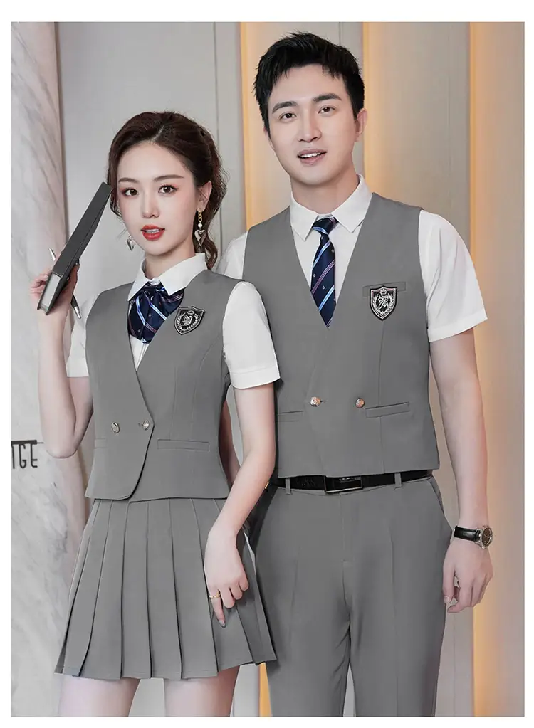 Women's Black School Vest Suit with Pleated Skirt — feature 20