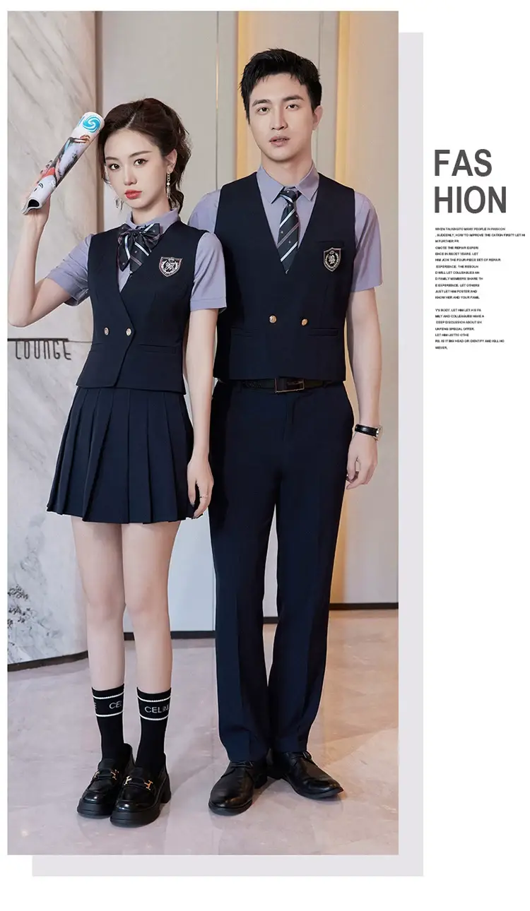 Women's Black School Vest Suit with Pleated Skirt — feature 24