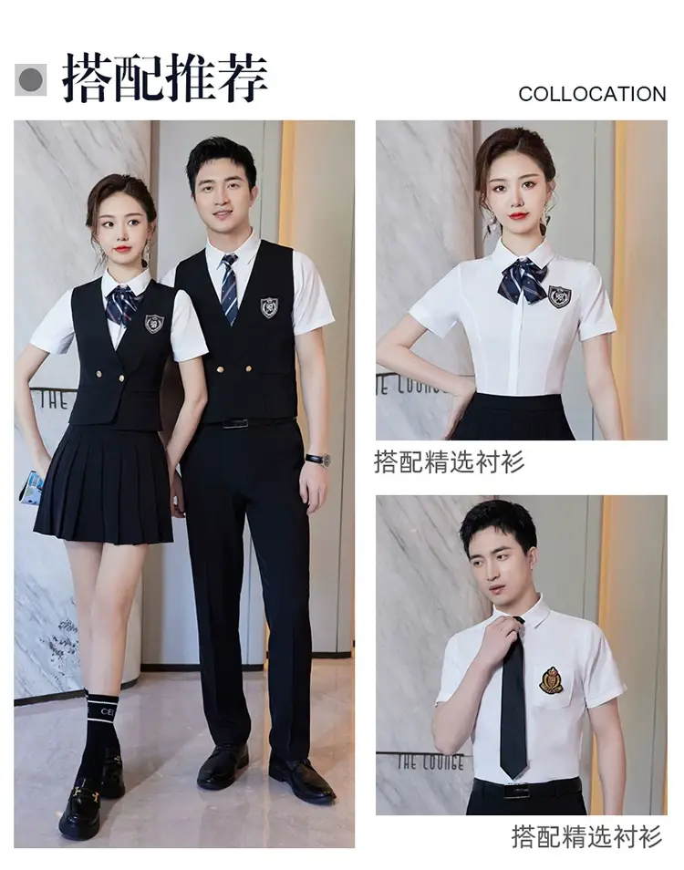 Women's Black School Vest Suit with Pleated Skirt — feature 8