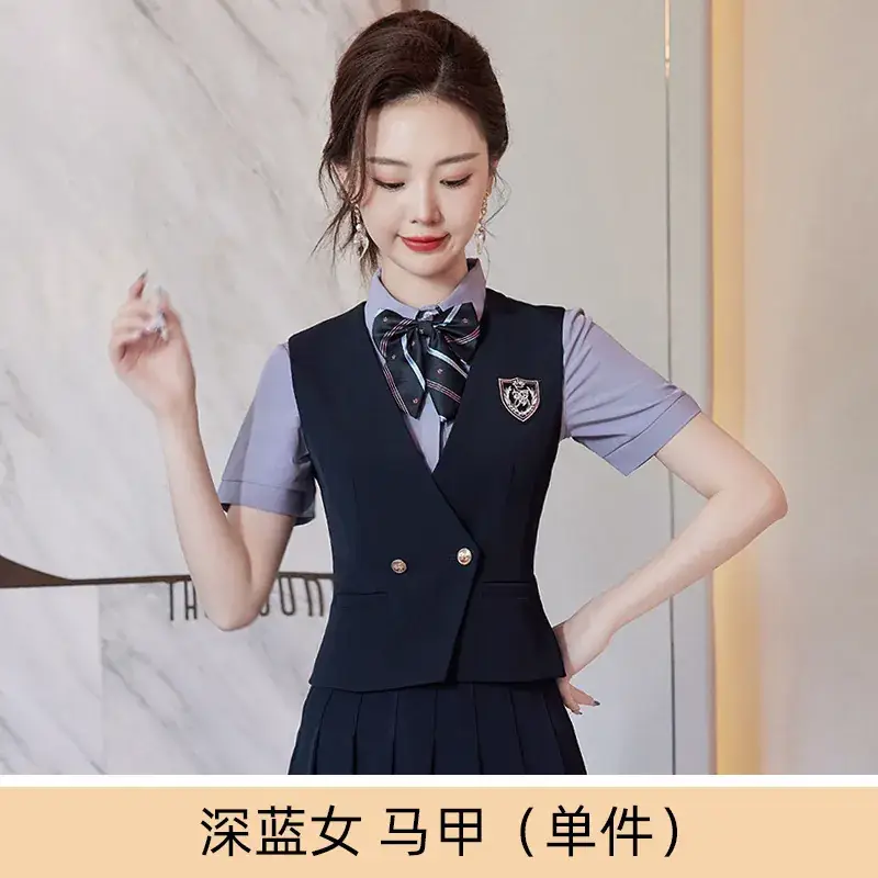 Women's Black School Vest Suit with Pleated Skirt - Image 3
