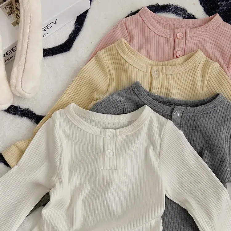 White Cotton Long Sleeve Baby T-shirt with Pit Strip