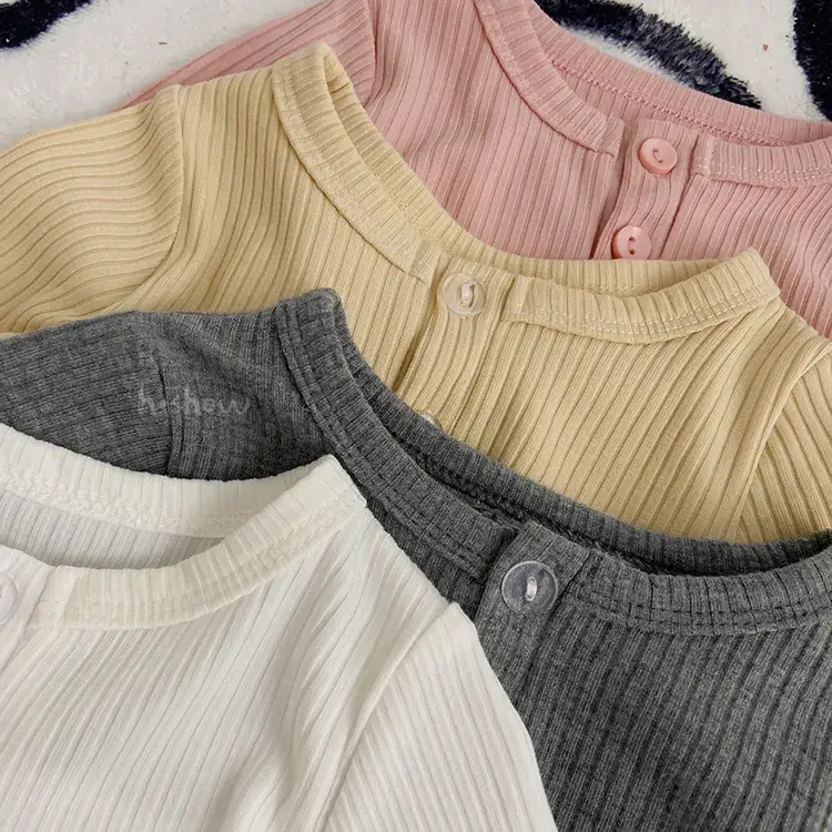 White Cotton Long Sleeve Baby T-shirt with Pit Strip